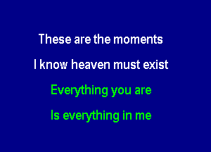 These are the moments
I know heaven must exist

Everything you are

Is everything in me