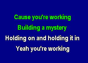 Cause you're working
Building a mystery

Holding on and holding it in

Yeah you're working