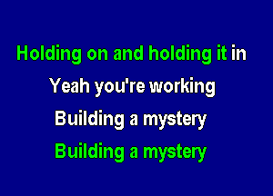 Holding on and holding it in
Yeah you're working
Building a mystery

Building a mystery