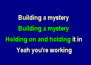 Building a mystery
Building a mystery

Holding on and holding it in

Yeah you're working