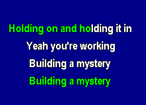 Holding on and holding it in
Yeah you're working
Building a mystery

Building a mystery