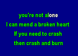 you're not alone
I can mend a broken heart

If you need to crash

then crash and burn