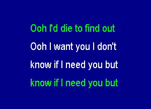 Ooh I'd die to fund out
Ooh I want you I don't

know ifl need you but

know ifl need you but