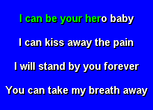 I can be your hero baby
I can kiss away the pain
I will stand by you forever

You can take my breath away