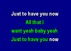 Just to have you now
All that I
want yeah baby yeah

Just to have you now