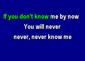 If you don't know me by now

You will never
never, never know me