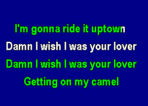 I'm gonna ride it uptown
Damn I wish I was your lover

Damn lwish l was your lover

Getting on my camel