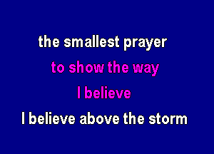 the smallest prayer

I believe above the storm