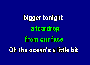 bigger tonight

a teardrop
from ourface
Oh the ocean's a little bit