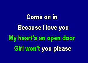 Come on in
Because I love you

My heart's an open door

Girl won't you please