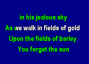 in hisjealous sky
As we walk in fields of gold

Upon the fields of barley

You forget the sun