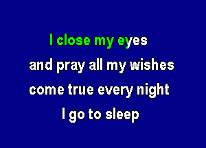 I close my eyes
and pray all my wishes
come true every night

I go to sleep
