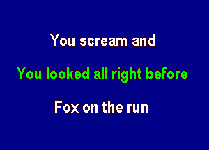 You scream and

You looked all right before

Fox on the run