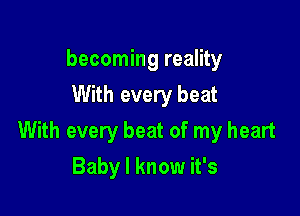 becoming reality
With every beat

With every beat of my heart

Baby I know it's