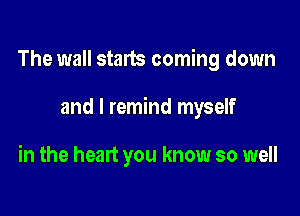 The wall starts coming down

and I remind myself

in the heart you know so well
