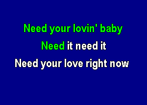 Need your Iovin' baby
Need it need it

Need your love right now