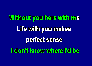 Without you here with me

Life with you makes

perfect sense
I don't know where I'd be