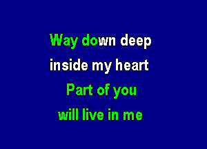 Way down deep

inside my heart
Part of you
will live in me