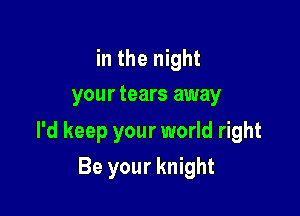 in the night
your tears away

I'd keep your world right

Be your knight