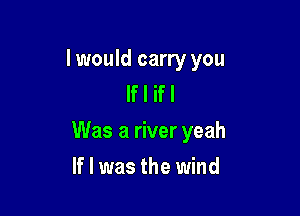 I would carry you
If I if I

Was a river yeah

If I was the wind