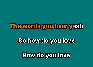 The words you hear yeah

So how do you love

How do you love