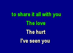 to share it all with you

The love
The hurt

I've seen you