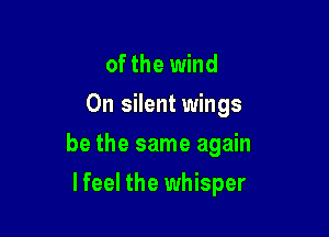 of the wind
0n silent wings

be the same again

lfeel the whisper