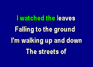 lwatched the leaves
Falling to the ground

I'm walking up and down

The streets of