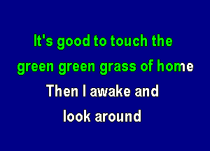 It's good to touch the

green green grass of home

Then I awake and
look around