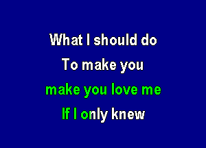 What I should do
To make you

make you love me
If I only knew