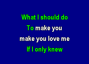 What I should do
To make you

make you love me
If I only knew