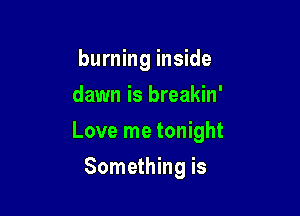 burning inside
dawn is breakin'

Love me tonight

Something is