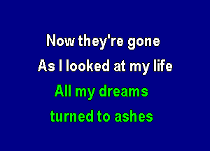 Now they're gone

As I looked at my life

All my dreams
turned to ashes
