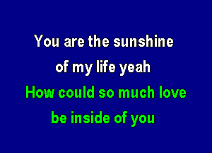 You are the sunshine
of my life yeah
How could so much love

be inside of you