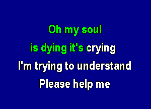 Oh my soul
is dying it's crying
I'm trying to understand

Please help me