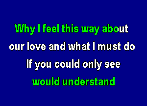 Why I feel this way about
our love and what I must do

If you could only see

would understand