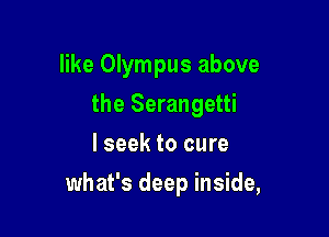 like Olympus above
the Serangetti
I seek to cure

what's deep inside,