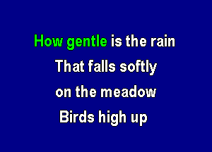 How gentle is the rain
That falls softly
on the meadow

Birds high up