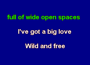 full of wide open spaces

I've got a big love

Wild and free