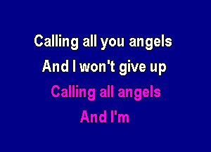 Calling all you angels

And I won't give up