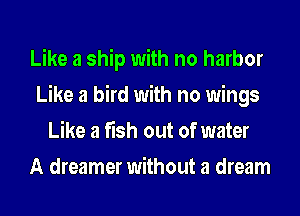 Like a ship with no harbor
Like a bird with no wings
Like a fish out of water
A dreamer without a dream