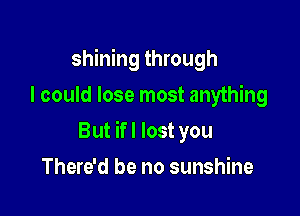 shining through

I could lose most anything
But ifl lost you
There'd be no sunshine