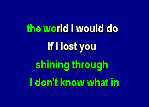 the world I would do
lfl lost you

shining through

I don't know what in