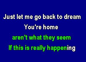 Just let me go back to dream
You're home
aren't what they seem

If this is really happening