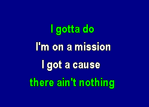 I gotta do
I'm on a mission
I got a cause

there ain't nothing