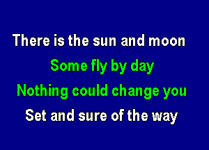 There is the sun and moon
Some fly by day

Nothing could change you

Set and sure of the way