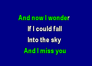 And now I wonder
If I could fall
Into the sky

And I miss you