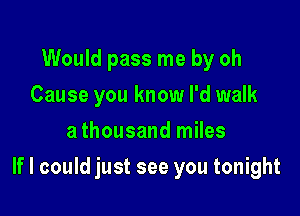 Would pass me by oh
Cause you know I'd walk
a thousand miles

If I could just see you tonight