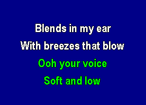 Blends in my ear
With breezes that blow

Ooh your voice

Soft and low