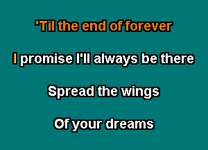 'Til the end of forever

I promise I'll always be there

Spread the wings

0f your dreams